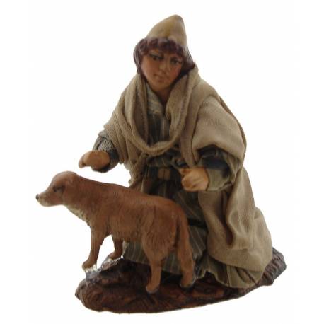 Santon Napolitain 08 Cm Garcon Avec Chien