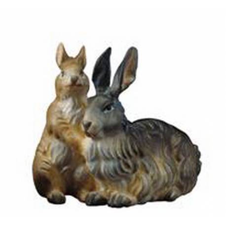 2 Lievres : crèche de Noël en bois Ulrich 15 cm