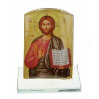 Icône / Verre s/base - Pantocrator - 9 X 6 cm