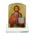 Ikoon/glasl op voetje - Pantocrator - 09 X 06 cm 