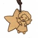 Pendentif s/cordon - Ange avec étoile - Bois d'Olivier