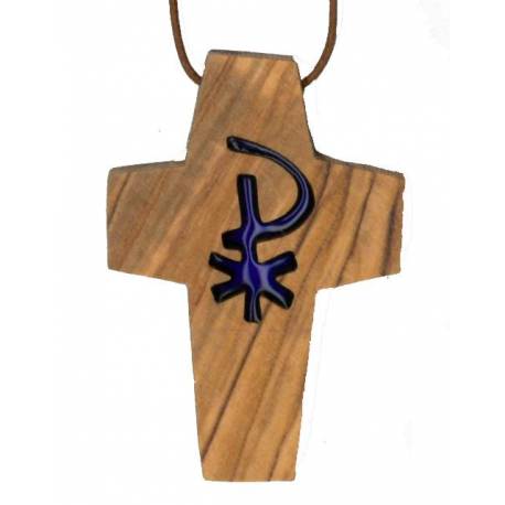 Croix s/cordon - 50 x 35 mm - Bois d'olivier