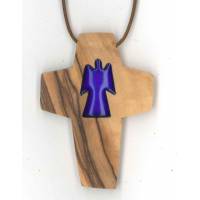 Croix s/cordon - 50 x 35 mm - Bois d'olivier