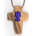Croix s/cordon - 50 x 35 mm - Bois d'olivier