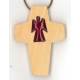Croix s/cordon - 50 x 35 mm - Bois d'olivier