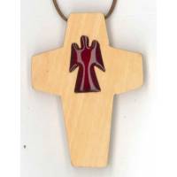 Croix s/cordon - 50 x 35 mm - Bois d'olivier