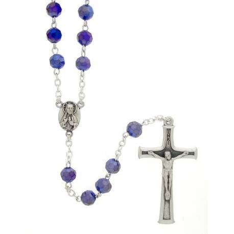 Chapelet Cristal - Bleu Foncé + Ecrin
