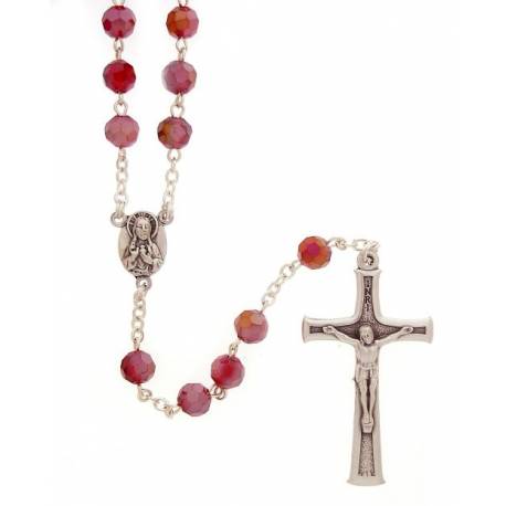 Chapelet Cristal - Rouge + Ecrin