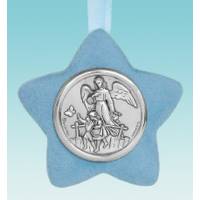 Cadre - Argent Bilaminé - 10 X 10 cm - Ange Gardien - Bleu