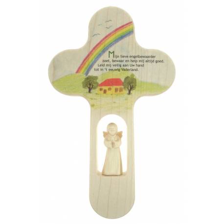 Croix Murale 21 cm avec ange - Arc-en-ciel - NL