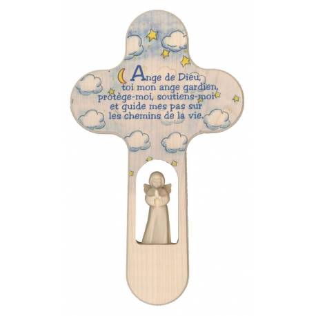 Croix Murale 21 cm avec Ange - Nuages - FR