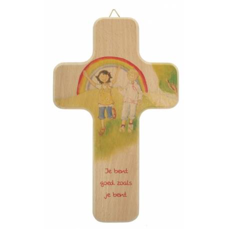 Kruisbeeld 11 X 18 Cm Hout Je Bent Goed... Regenboog 