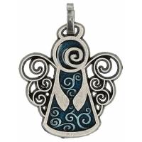 Médaille Ange - Métal Argenté + Email Bleu