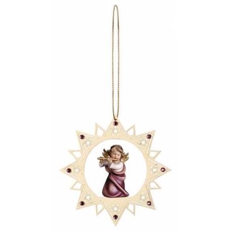 Houtsnijwerk Hart Met Engel 12 Cm / Gekleurd 