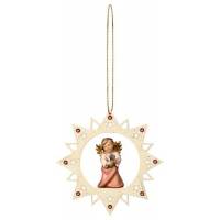 Houtsnijwerk Hart Met Engel 12 Cm / Gekleurd 