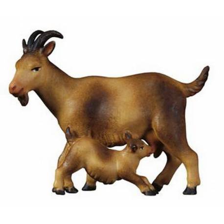 Geit + Geitje voor kerstfiguren van 16 cm Gekleurd 