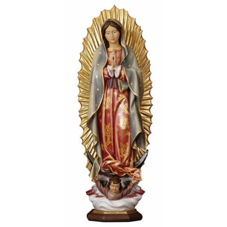 Houtsnijwerk beeld Onze Lieve Vrouw van Guadalupe 23 cm gekleurd 