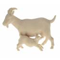 Chevre + Chevreau pour personnages de crèche de 16 cm bois naturel