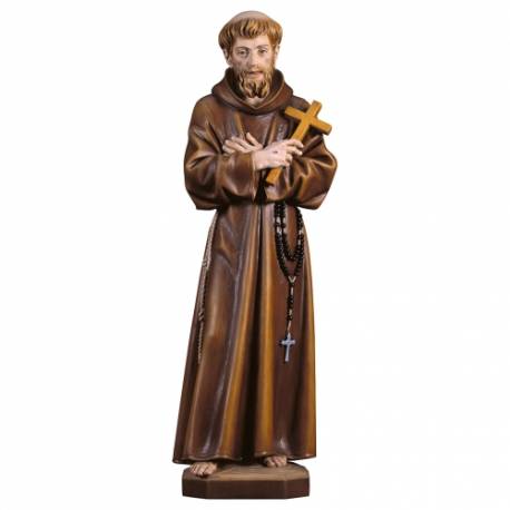 Statue en bois sculpté Saint François 18 cm couleur