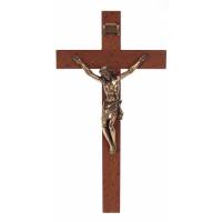 Croix Murale - 27 cm - Bois Corps Mét. Bronzé