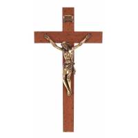 Croix Murale - 16 cm - Bois Corps Mét. Bronzé