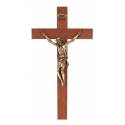 Croix Murale - 16 cm - Bois Corps Mét. Bronzé