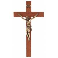 Croix Murale - 12 cm - Bois Corps Mét. Bronzé