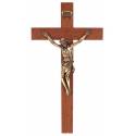 Croix Murale - 12 cm - Bois Corps Mét. Bronzé