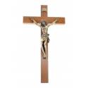 Croix Murale - 19 cm - Bois Corps Mét. Bronzé