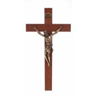 Kruisbeeld - 23 cm - Hout/Korpus Metaal Brons 