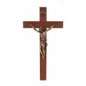 Kruisbeeld - 23 cm - Hout/Korpus Metaal Brons 