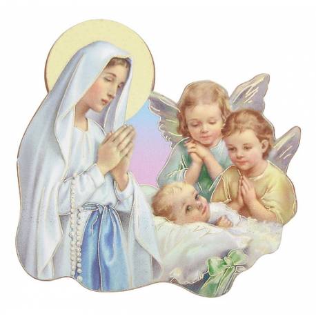 Plaque Magnétique - Vierge + 2 Anges + Enfant