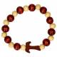 Armband-tientje/elastiek - hout - tweekleurig - Taukruisje 