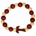 Armband-tientje/elastiek - hout - tweekleurig - Taukruisje 