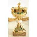 Ciborie H 22 Cm Verguld Email Groen 
