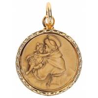 Médaille St Antoine - 18 mm - Métal Doré + Email