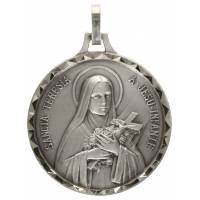 Medaille H Theresia - 30 mm - Metaal Verzilverd 