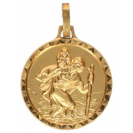 Medaille H Kristoffel - 18 mm - Metaal Verguld 