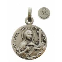Medaille H Rita / H Nicolaas van Tolentijn - 16 mm - Metaal Verzilverd 