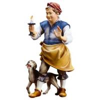 Houtsnijwerk Man Met Hond 12 Cm / Gekleurd 