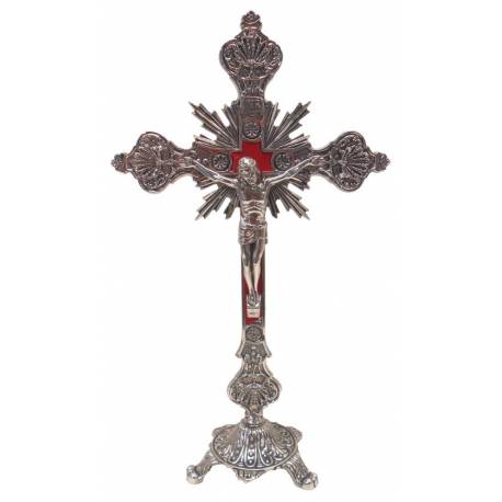 Kruis op voet - 23 cm - Metaal Vernikkeld 