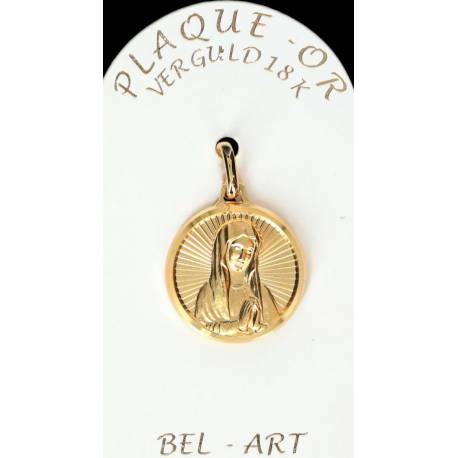 Médaille Pl-Or - Vierge priante - 18 mm