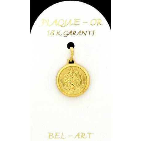 Médaille Pl-Or - St Christophe - 14 mm