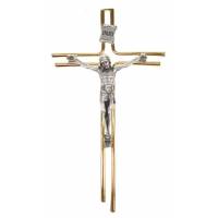 Croix Murale - 19 cm - Mét Doré Bicolore