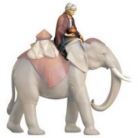 Houtsnijwerk Drijver Zittend Voor Olifant 16 Cm / Gekleurd 