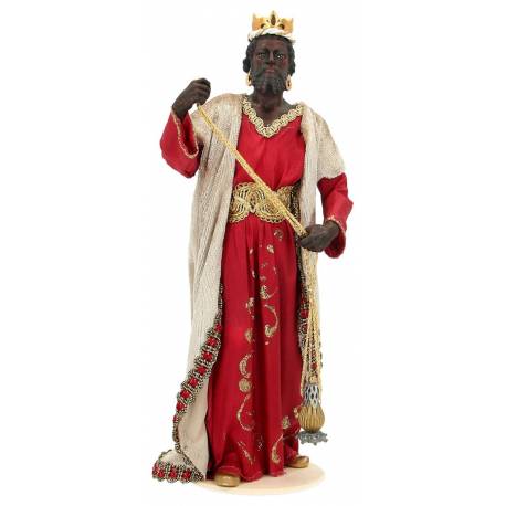 Houtsnijwerk Koning Zwart 20 Cm / Gekleurd 