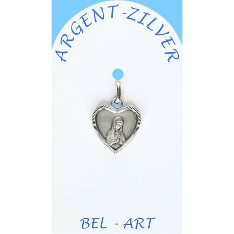 Medaille Zilver O.L.V. biddend Hartje 12 X 12 mm 