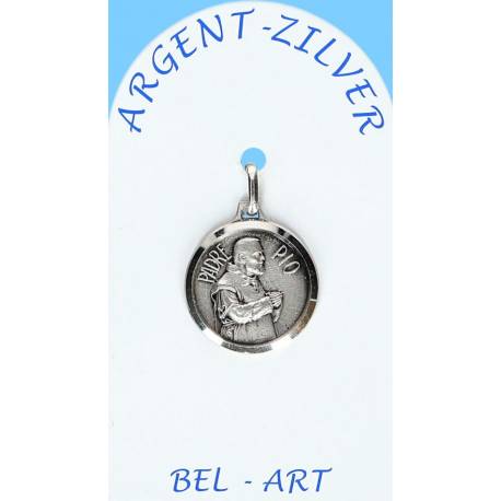 Médaille Argent - St P. Pio - 16 mm