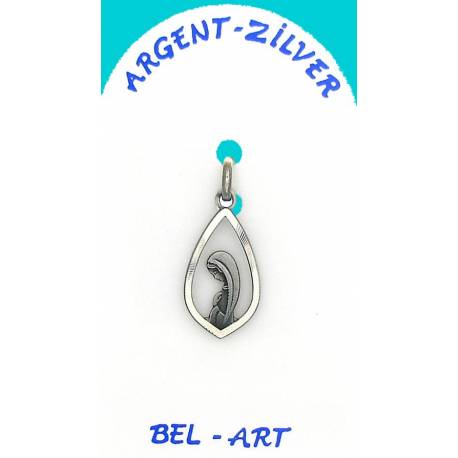 Médaille Argent Vierge ajourée 17 X 10 mm