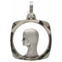 Médaille Vierge ajourée - 15 X 15 mm - Métal Argenté